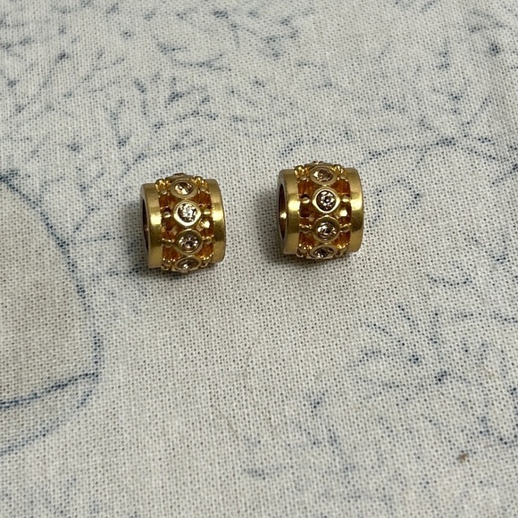 Brighton Gold Plated Crystals Spacer Bead Lot of 2 Sparkly Cutout Pattern - Picture 4 of 9